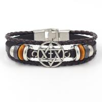 PU Leather Cord Bracelets with Zinc Alloy Unisex Length Approx 8.26 Inch Sold By Lot