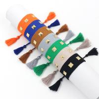 Fashion Bracelet & Bangle Jewelry, Polyester and Cotton, with Tibetan Style, Adjustable & with rivet stud & Unisex, more colors for choice, 25mm, Length:Approx 14.5-25 cm, 10PCs/Lot, Sold By Lot