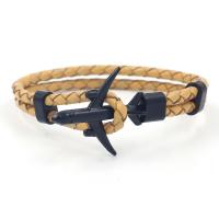 PU Leather Cord Bracelets with Zinc Alloy Unisex Length Approx 8.66 Inch Sold By Lot