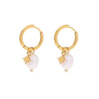 Stainless Steel Drop Earring, 304 Stainless Steel, with Freshwater Pearl, Vacuum Ion Plating, fashion jewelry & for woman, more colors for choice, 16.16x15.72mm, Sold By Pair