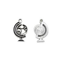 Tibetan Style Pendants, Globe, antique silver color plated, Unisex, nickel, lead & cadmium free, 11x17x1.20mm, Approx 100PCs/Bag, Sold By Bag