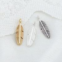 Tibetan Style Feather Pendants, plated, Unisex, more colors for choice, nickel, lead & cadmium free, 6x20x2mm, Approx 100PCs/Bag, Sold By Bag