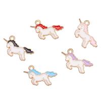 Tibetan Style Enamel Pendants, Unicorn, gold color plated, Unisex, more colors for choice, nickel, lead & cadmium free, 21x12mm, Approx 100PCs/Bag, Sold By Bag