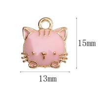 Tibetan Style Enamel Pendants, Cat, plated, Unisex, more colors for choice, nickel, lead & cadmium free, 13x15mm, Approx 100PCs/Bag, Sold By Bag