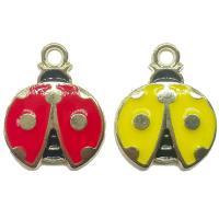Tibetan Style Enamel Pendants, Ladybug, gold color plated, Unisex, more colors for choice, nickel, lead & cadmium free, 15x18mm, Approx 100PCs/Bag, Sold By Bag