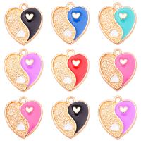Tibetan Style Enamel Pendants, Heart, gold color plated, Unisex, more colors for choice, nickel, lead & cadmium free, 15x17mm, Approx 100PCs/Bag, Sold By Bag
