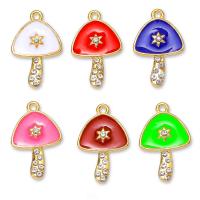 Tibetan Style Enamel Pendants, mushroom, gold color plated, Unisex & with rhinestone, more colors for choice, nickel, lead & cadmium free, 13x20mm, Approx 100PCs/Bag, Sold By Bag