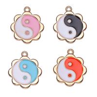 Tibetan Style Enamel Pendants, Flower, gold color plated, ying yang & Unisex, more colors for choice, nickel, lead & cadmium free, 19x22mm, Approx 100PCs/Bag, Sold By Bag