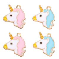 Tibetan Style Enamel Pendants, Unicorn, gold color plated, Unisex, more colors for choice, nickel, lead & cadmium free, 20x25mm, Approx 100PCs/Bag, Sold By Bag
