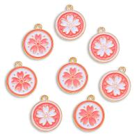 Tibetan Style Enamel Pendants, Flat Round, gold color plated, Unisex, more colors for choice, nickel, lead & cadmium free, 17x20mm, Approx 100PCs/Bag, Sold By Bag
