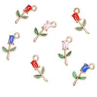 Tibetan Style Enamel Pendants, Rose, gold color plated, Unisex, more colors for choice, nickel, lead & cadmium free, 10x18mm, Approx 100PCs/Bag, Sold By Bag