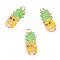Zinc Alloy Enamel Pendants Pineapple gold color plated Unisex mixed colors nickel lead & cadmium free Approx Sold By Bag