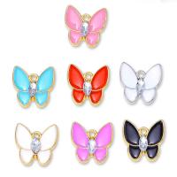 Zinc Alloy Enamel Pendants Butterfly plated Unisex & with rhinestone nickel lead & cadmium free Approx Sold By Bag