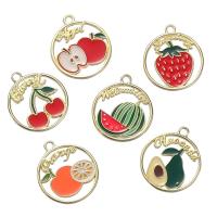 Zinc Alloy Enamel Pendants Flat Round gold color plated Unisex & hollow nickel lead & cadmium free Approx Sold By Bag