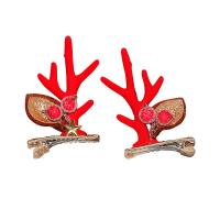 Christmas Hair Clip, Cloth, Antlers, Unisex & Christmas jewelry, red, 50x90mm, Sold By Pair