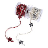 Christmas Ribbons Polyester with Cotton & Plastic Pearl Star Christmas Design & DIY 30mm Sold By Spool
