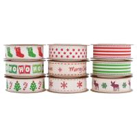 Christmas Ribbons, Cotton, Christmas Design & different packing style for choice & DIY & different styles for choice, mixed colors, 15mm, Sold By Spool