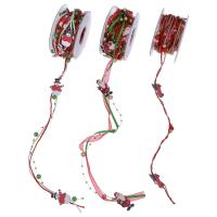 Jul Bånd, Polyester, med Træ & Plastic, Juledesign & du kan DIY & forskellige stilarter for valg, blandede farver, 5m/Spool, Solgt af Spool