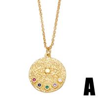 Cubic Zircon Micro Pave Brass Necklace with 2 extender chain Evil Eye 18K gold plated & micro pave cubic zirconia & for woman & enamel mixed colors nickel lead & cadmium free Length 17.7 Inch Sold By PC