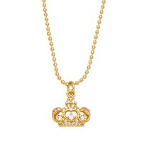 Cubic Zircon Micro Pave Brass Necklace 18K gold plated & micro pave cubic zirconia & for woman golden nickel lead & cadmium free Length 16.9 Inch Sold By PC
