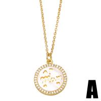 Cubic Zircon Micro Pave Brass Necklace, with Shell, with 2 extender chain, Round, 18K gold plated, different styles for choice & micro pave cubic zirconia & for woman, golden, nickel, lead & cadmium free, 25x19mm, Length:16.9 Inch, Sold By PC