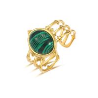Titanium Čelik Finger Ring, s Prirodni kamen, modni nakit & za žene, zlatan, 15*13mm,20mm, Prodano By PC