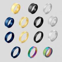Titanium Steel Finger Ring, Donut, Vacuum Ion Plating, fashion jewelry & Unisex & different size for choice, more colors for choice, US Ring Size:7-11, Sold By PC