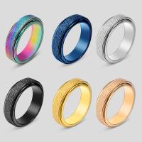 Titanium Steel Finger Ring, Donut, Vacuum Ion Plating, fashion jewelry & Unisex & different size for choice & frosted, more colors for choice, 6mm, US Ring Size:7-11, Sold By PC