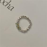Solidny srebrny pierścień, 925 Srebro, ze Awenturyn, obyty, elastyczne & dla kobiety, oryginalny kolor, sprzedane przez PC