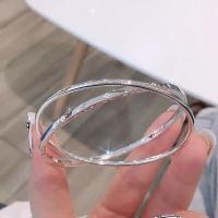 Brass Bangle, silver color plated, fashion jewelry & for woman, silver color, 60mm, Sold By PC