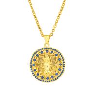 Cubic Zircon Micro Pave Brass Necklace real gold plated micro pave cubic zirconia & for woman 24mm Length Approx 19.68 Inch Sold By PC