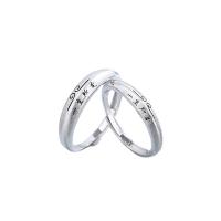 Couple Finger Rings, 925 Sterling Silver, polished, Adjustable, original color, Sold By PC