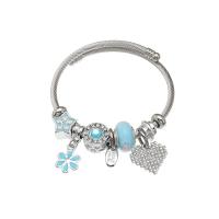 Zinc Alloy Bangle platinum color plated for woman & enamel & with rhinestone nickel lead & cadmium free 50mm Sold By PC