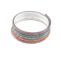 Rhinestone Bracelet Zinc Alloy platinum color plated multilayer & for woman & with rhinestone nickel lead & cadmium free 60mm Sold By Set
