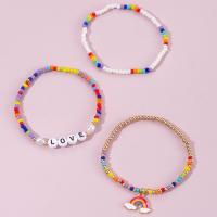 Seedbead Bracelet Set, with Resin & Plastic Pearl & Tibetan Style, gold color plated, three pieces & Bohemian style & with letter pattern & for woman, nickel, lead & cadmium free, 55mm, Sold By Set