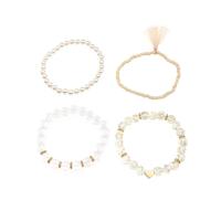 Seedbead Bracelet Set, with Glass Beads & Resin & Tibetan Style, gold color plated, 4 pieces & Bohemian style & for woman, more colors for choice, nickel, lead & cadmium free, 50mm, 55mm, 60mm, Sold By Set