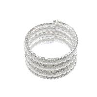 Zinc Alloy Bangle with Plastic Pearl platinum color plated & for woman & with rhinestone Sold By PC