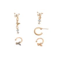 Zinc Alloy Earring Set with Resin Butterfly gold color plated 4 pieces & for woman & with rhinestone nickel lead & cadmium free 10-30mm Sold By Set