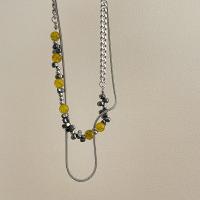 Titanstahl Halskette, mit Natürlicher Kies, Doppelschicht & Koreanischen Stil & Schlangekette & für Frau, Länge:ca. 18 ZollInch, verkauft von PC