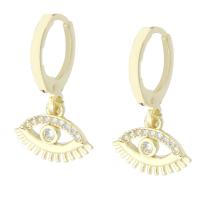 Cubic Zirconia Micro Pave Brass Earring Eye gold color plated micro pave cubic zirconia & for woman 23mm Sold By Pair