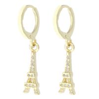 Cubic Zirconia Micro Pave Brass Earring gold color plated micro pave cubic zirconia & for woman 31mm Sold By Pair