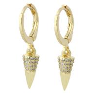 Cubic Zirconia Micro Pave Brass Earring, gold color plated, micro pave cubic zirconia & for woman, 26mm, Sold By Pair