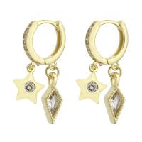 Cubic Zirconia Micro Pave Brass Earring, gold color plated, micro pave cubic zirconia & for woman, 29.50mm, Sold By Pair