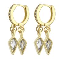 Cubic Zirconia Micro Pave Brass Earring, gold color plated, micro pave cubic zirconia & for woman, 29mm, Sold By Pair