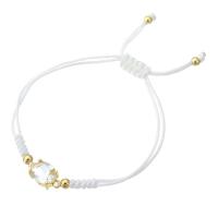Cubic Zirconia Micro Pave Brass Bracelet, with Polyester Cord, gold color plated, Adjustable & dyed & micro pave cubic zirconia & for woman, white, Length:Approx 9 Inch, Sold By PC