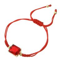 Cubic Zirconia Micro Pave Brass Bracelet, with Polyester Cord, gold color plated, Adjustable & dyed & micro pave cubic zirconia & for woman, red, Length:Approx 9 Inch, Sold By PC