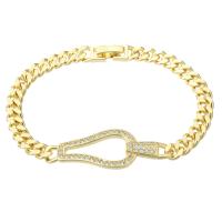 Cubic Zirconia Micro Pave Brass Bracelet gold color plated Unisex & micro pave cubic zirconia Length Approx 7.1 Inch Sold By PC