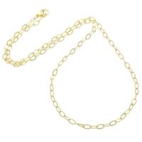 Mässing Chain Necklace, guldfärg pläterade, Unisex, Längd Ca 17.7 inch, 10PC/Lot, Säljs av Lot