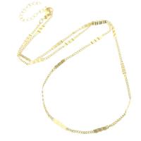 Mässing Chain Necklace, guldfärg pläterade, Unisex, Längd 18.8 inch, 10PC/Lot, Säljs av Lot