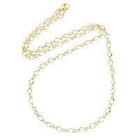 Messing Chain halskæde, guldfarve belagt, Unisex, Længde Ca. 17.6 inch, 10pc'er/Lot, Solgt af Lot